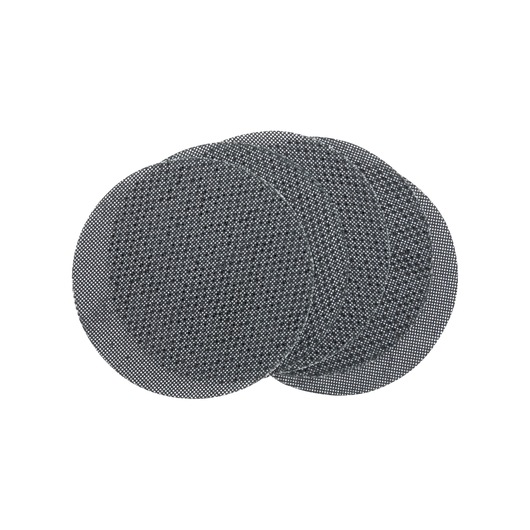 A set of three round mesh sanding sheets, stacked slightly offset, shown on a white background.