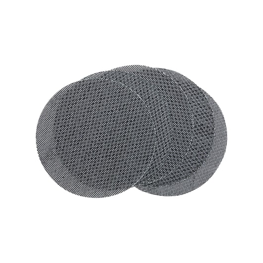 Three round DEWALT sanding mesh discs stacked and overlapping, shown on a white background.