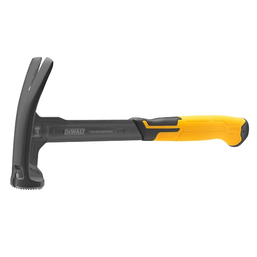 A DEWALT ToughSeries hammer with a black head and a yellow and black ergonomic handle, shown on a white background.