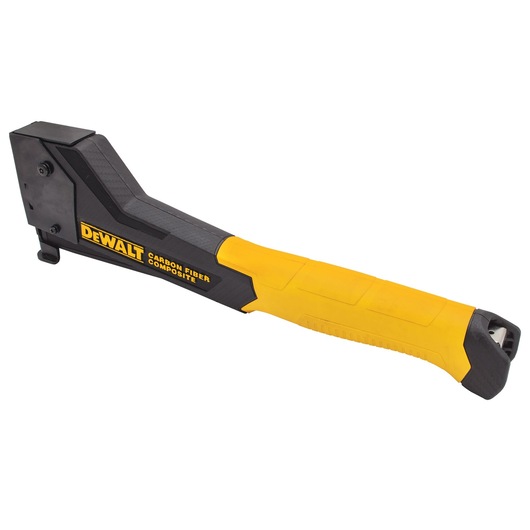 A DEWALT carbon fiber composite hand tool with a yellow and black handle. The tool has a robust, angled design and the DEWALT logo is printed on the side.