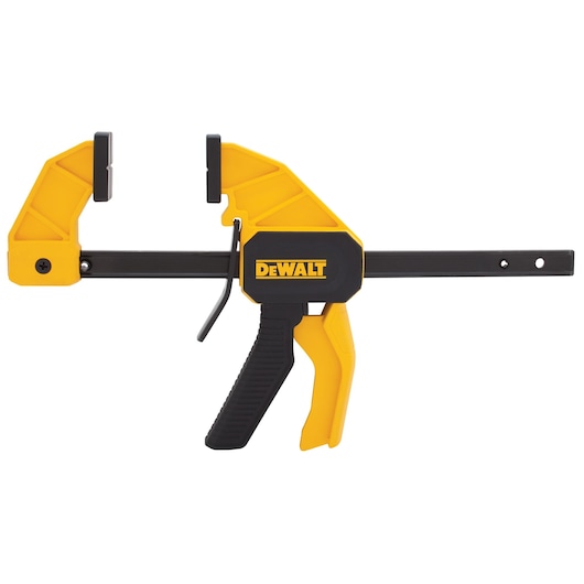 DEWALT yellow and black photography clamp tool with trigger handle.