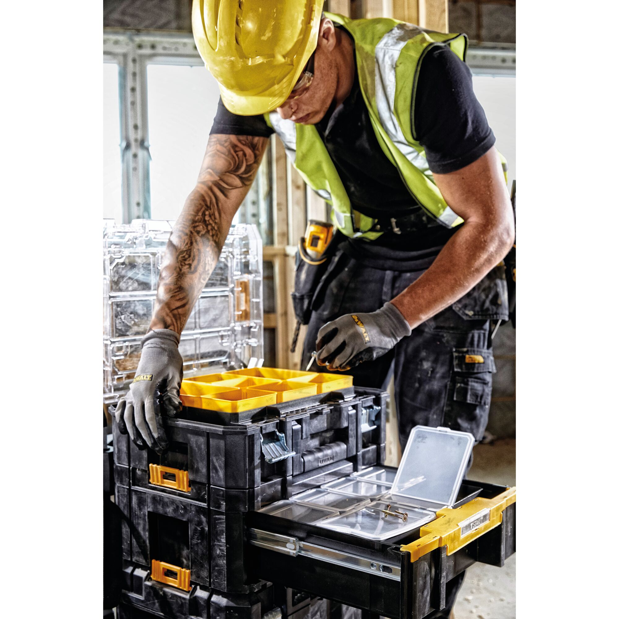 deto３箱セット TSTAK™ III Dyp kasse inkl. 6 bokser med lokk | DEWALT