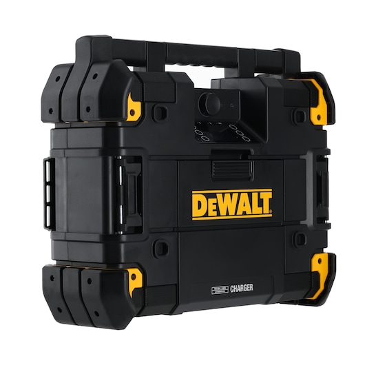 DEWALT DWST1-81078 portable black and yellow tool case with handle and charger function.