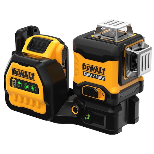 18V / 12V XR 3 x 360° Grønn linjelaser - 1 X 2Ah