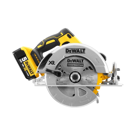 18V XR Børsteløs sirkelsag, 2 x 5.0 Ah