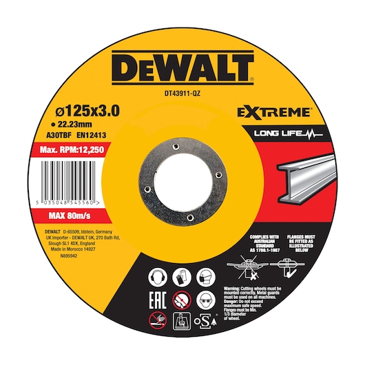 EXTREME 125 mm x 3 mm x 22,23 mm slipeskive for kutting/sliping av metall